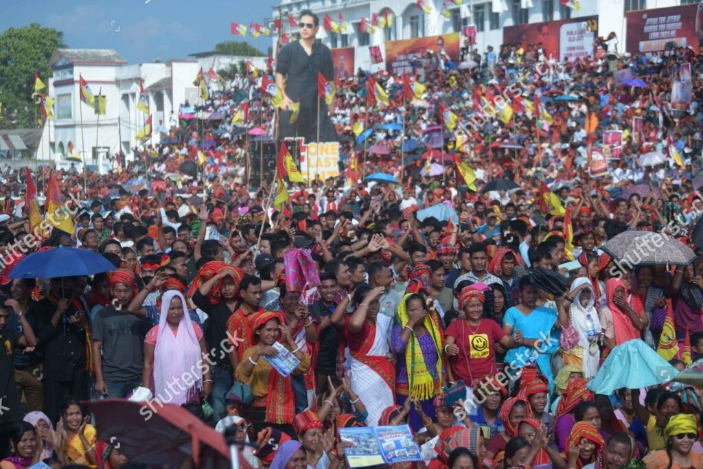Residents from hilly areas participating in a Tipra Motha Party joining program