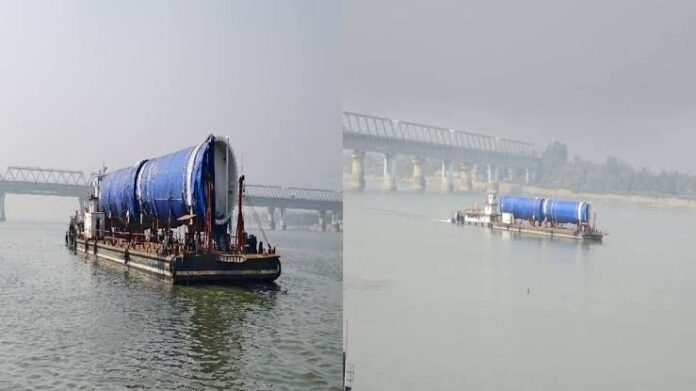 Modern steel catamarans operating on the Brahmaputra River under Assam's upgraded inland water transport system.