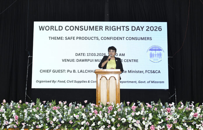 Officials conducting a consumer rights awareness session for villagers under a campaign organized by the Mizoram Legal Services Authority.