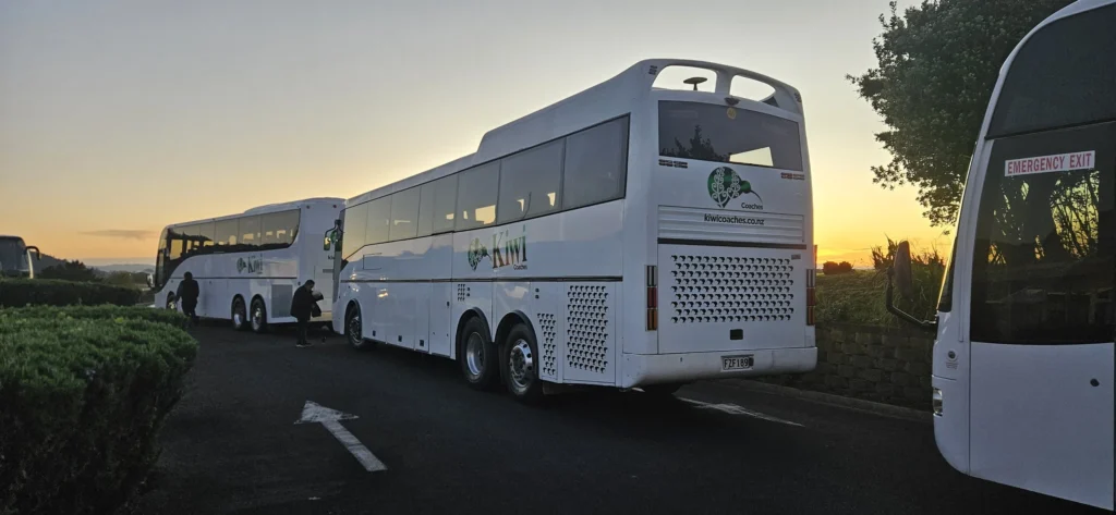 Modern air-conditioned long-distance coaches introduced by Nagaland State Transport replacing older buses.