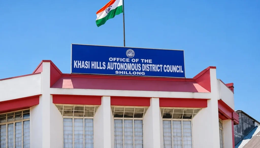 KHADC office building in Meghalaya as officials review commercial licensing applications for business operations.