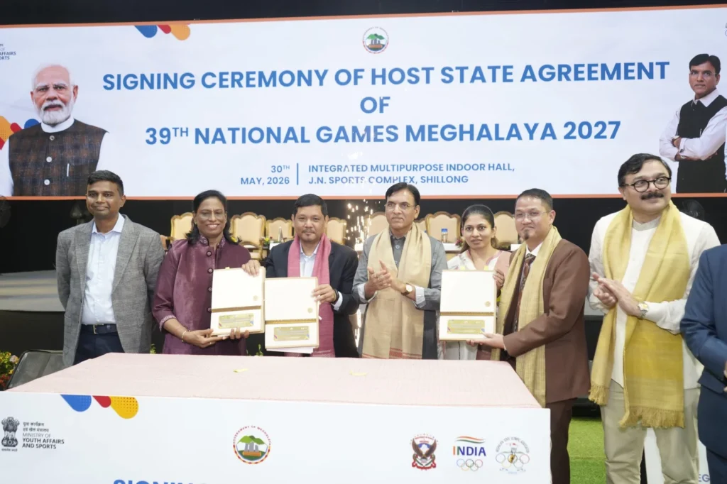 Construction and development of sports infrastructure in Meghalaya for the 2027 National Games.