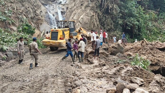 Natural landslide blocks the Siji River in Lower Siang district, creating an artificial dam under close official monitoring.