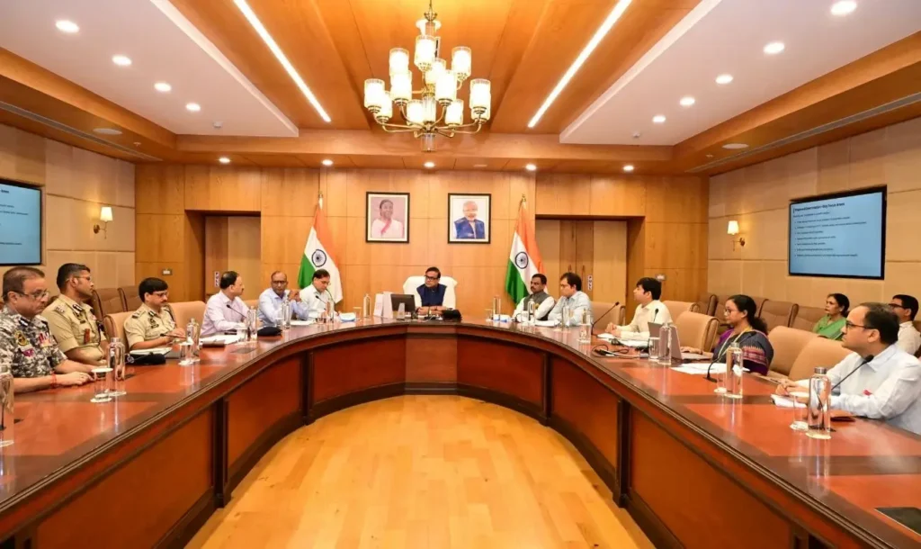 Assam Chief Minister Himanta Biswa Sarma reviewing security arrangements with officials ahead of the NEET-UG re-examination scheduled for June 21.