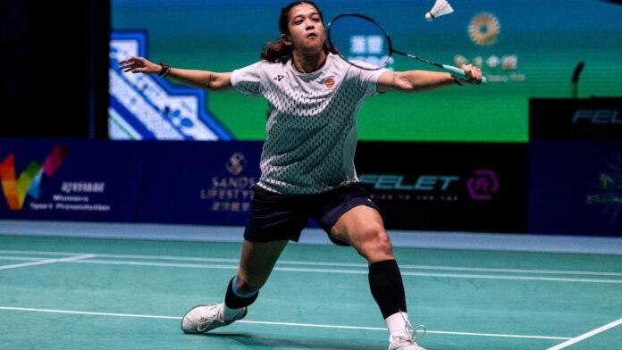 Asmita Chaliha in action during Macau Open 2026 badminton quarter-final match after securing a dominant win to reach semi-finals