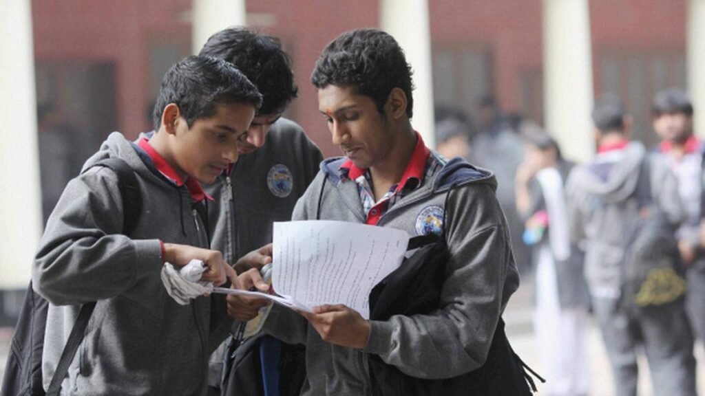 Students enter an examination centre in Manipur as discussions continue over allegations of an examination paper leak.