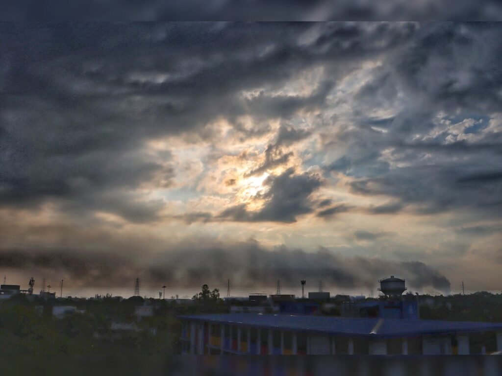 Dark monsoon clouds gather over northern districts as the India Meteorological Department extends an Orange weather warning for the region.