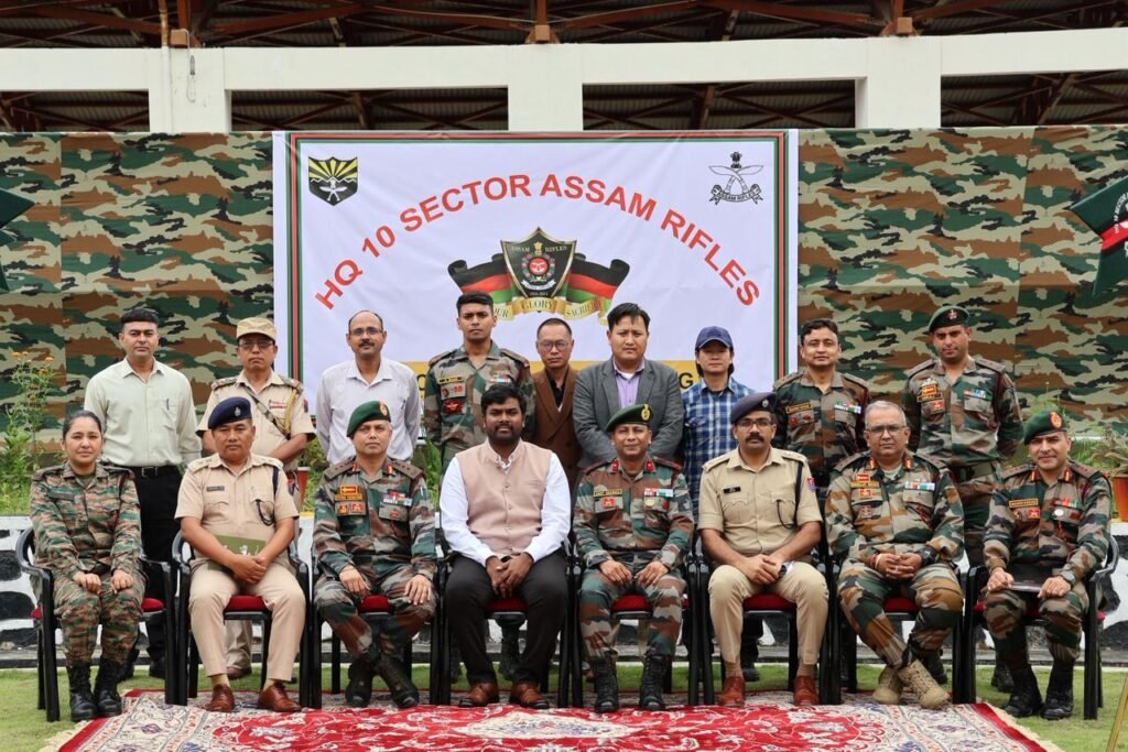 Officials from the Assam Rifles, civil administration, and security agencies attend a multi-agency coordination meeting in Ukhrul, Manipur
