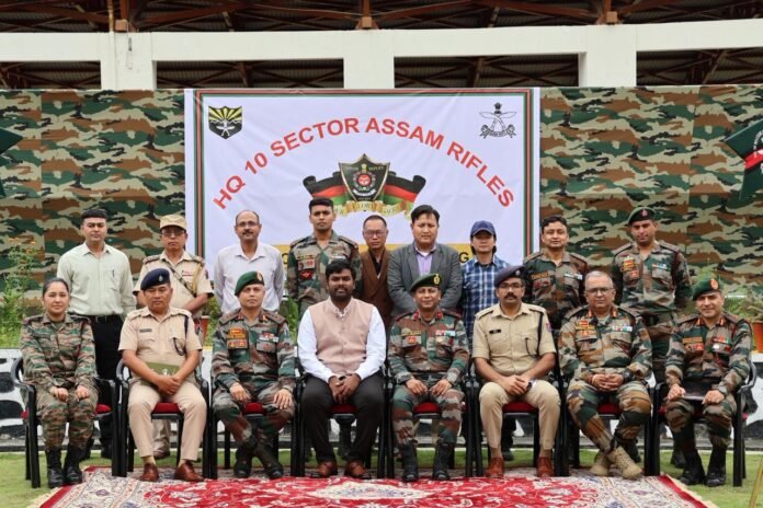 Officials from the Assam Rifles, civil administration, and security agencies attend a multi-agency coordination meeting in Ukhrul, Manipur