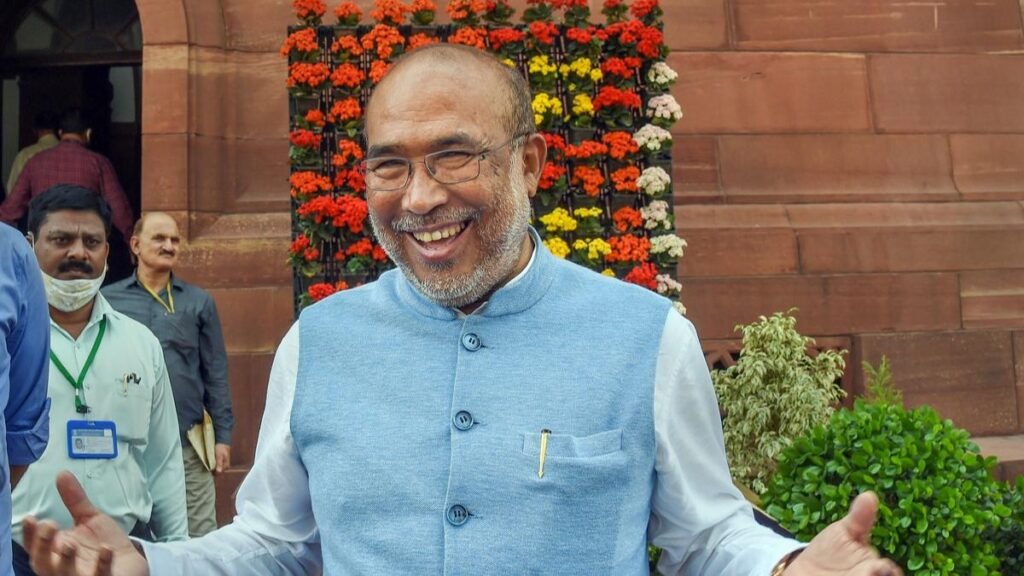 Manipur Chief Minister N. Biren Singh leads a high-level legislative meeting focused on governance and state stability.