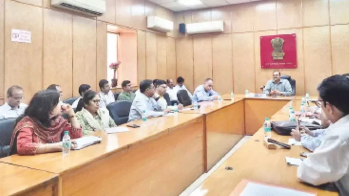 Senior representatives participate in the final round of direct negotiations during a high-level meeting at the Constitution Club in New Delhi.