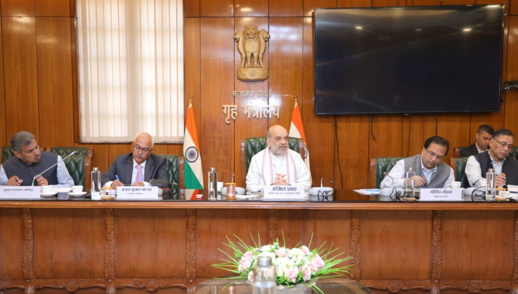 Union Home Minister Amit Shah chairs a high-level security review meeting on the situation in Manipur in New Delhi.