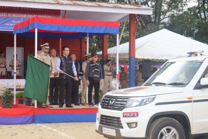 Mizoram Chief Minister flags off a fleet of 219 police vehicles to strengthen border security and anti-drug operations.