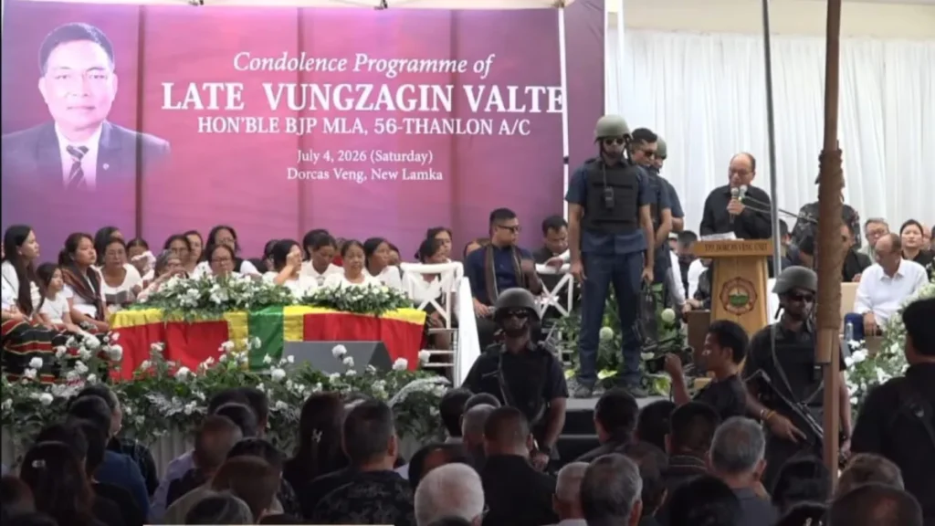 Manipur Chief Minister attends funeral in Churachandpur under tight security amid boycott calls and regional tensions.