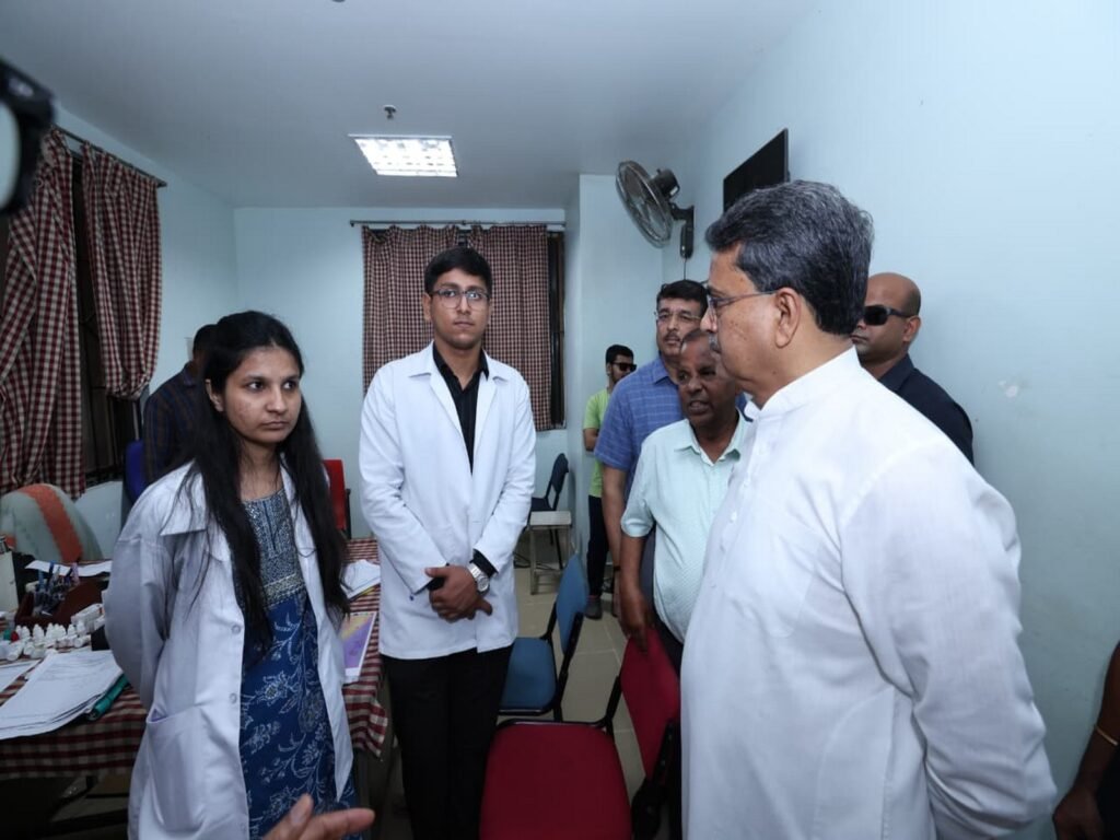 Chief Minister Manik Saha inspects hospital wards during a surprise late-night visit to Agartala Civil Hospital to review healthcare services.
