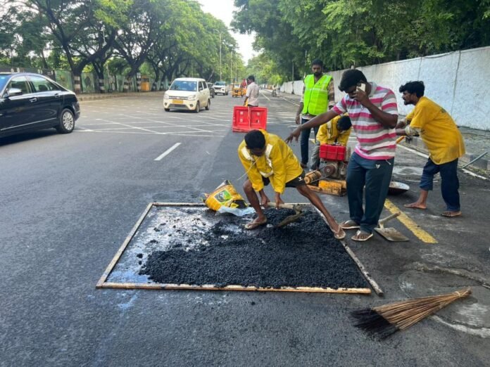Road repair teams inspect rain-damaged sections of National Highway 08 as authorities plan emergency maintenance to restore safe travel.
