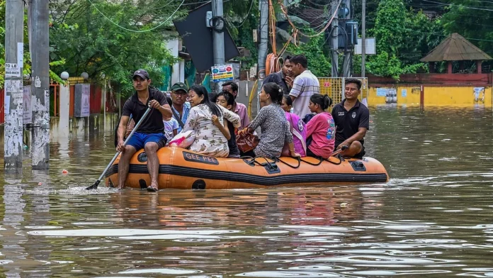 Indian Army and disaster-response personnel conduct Jal Raksha flood-relief preparedness exercises in Assam.