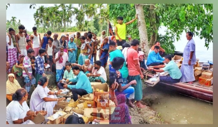 Medical teams operate health camps in flood-affected Dhubri to provide treatment and prevent waterborne diseases.
