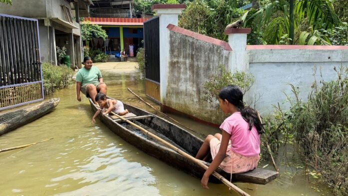 Flood-affected communities in Sivasagar receive emergency assistance as Assam's reported flood death toll reaches 95.
