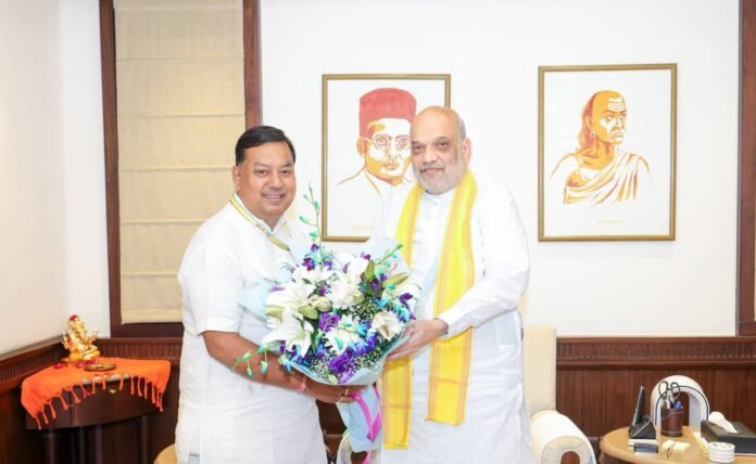 Tripura Legislative Assembly Deputy Speaker Ram Prasad Paul meets Union Home Minister Amit Shah in New Delhi to discuss state development.