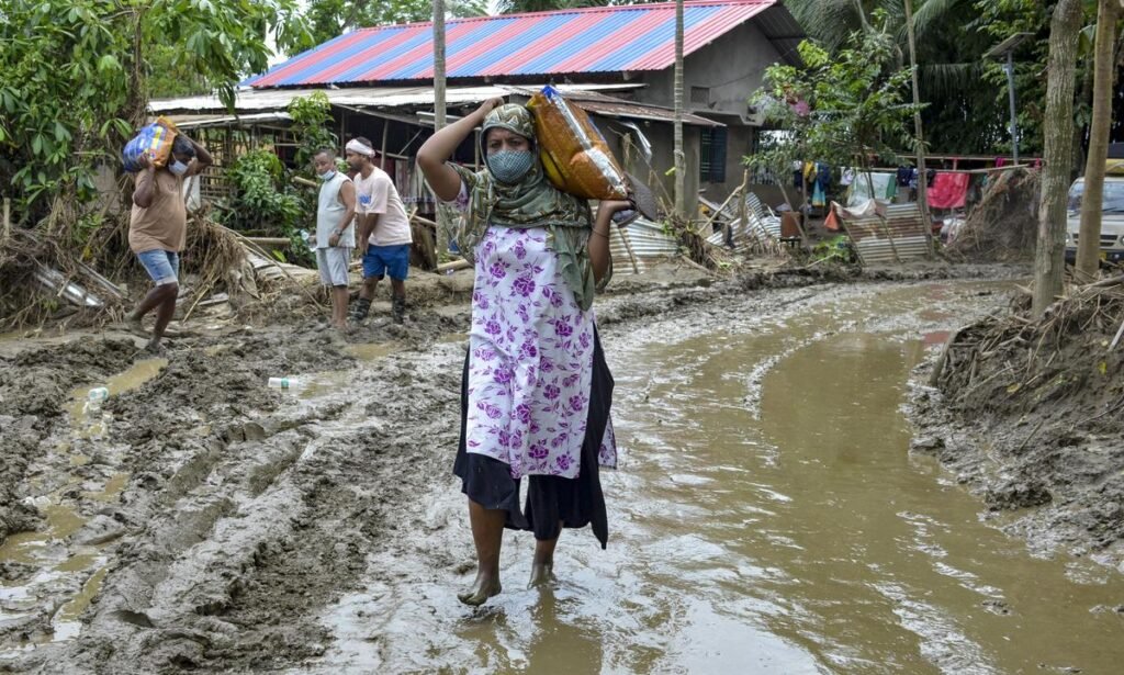 Flood-affected communities in Sivasagar and Charaideo face severe losses as Assam's reported flood death toll reaches 95.