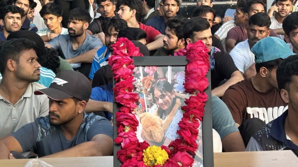 LNIPE Sonapur campus students protest after the death of student Shruti Upadhyay as the chief warden faces suspension.