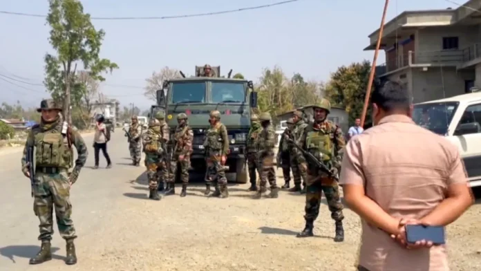 Security forces deployed near Noney Bazaar in Manipur after five Naga women were detained during tensions along NH-37.