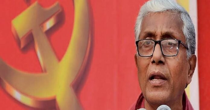 CPI(M) leader Manik Sarkar addresses supporters during the final phase of campaigning for Tripura TTAADC Village Committee elections.