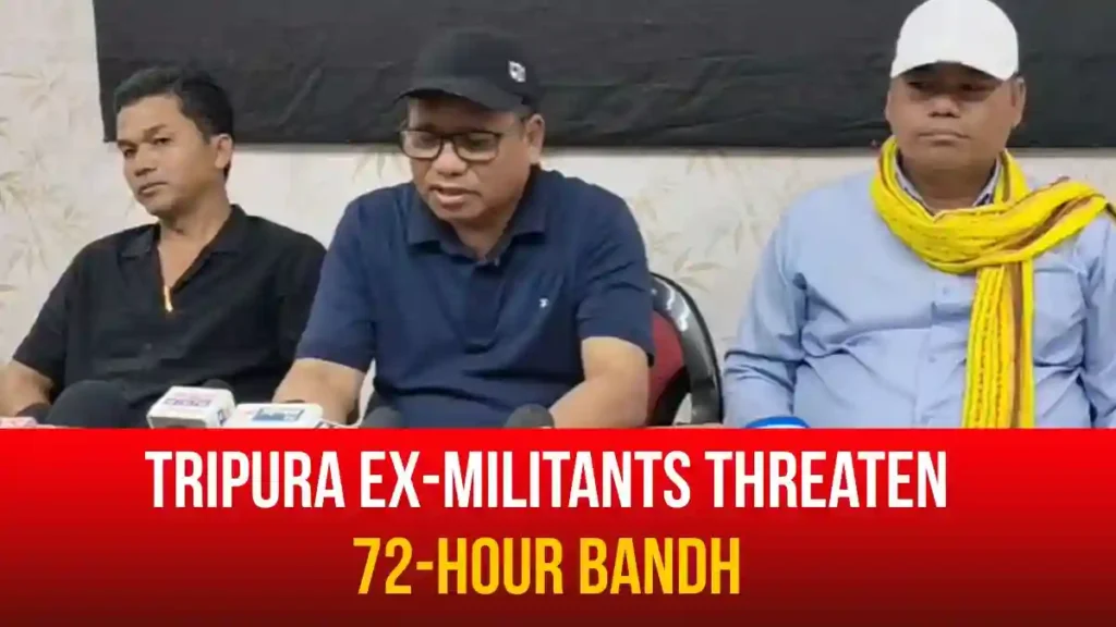 Former militant returnee representatives engaging with government officials following assurances on rehabilitation packages in Tripura.