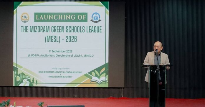 Students participate in a statewide school cleanliness initiative in Mizoram designed to promote sustainable hygiene and environmental habits.