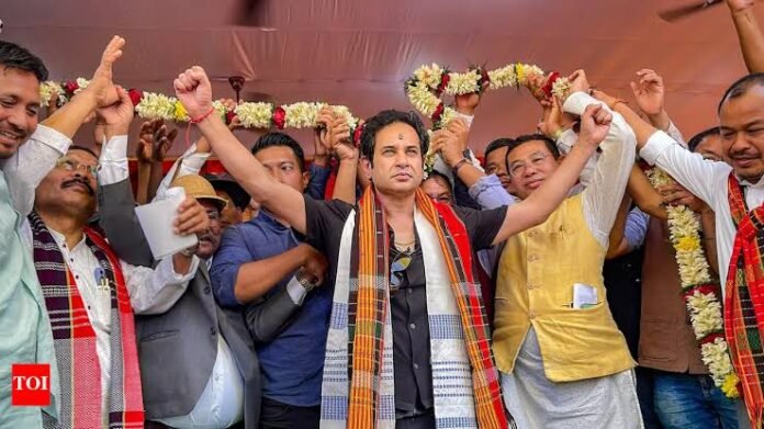 BJP and Tipra Motha leaders prepare for a proposed joint campaign rally in Santir Bazar ahead of Tripura Village Committee polls.