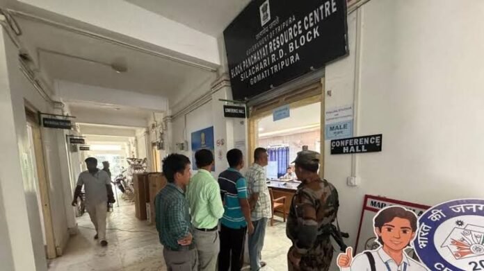 Polling personnel depart for designated centres ahead of the September 28 TTAADC Village Committee elections in Tripura.